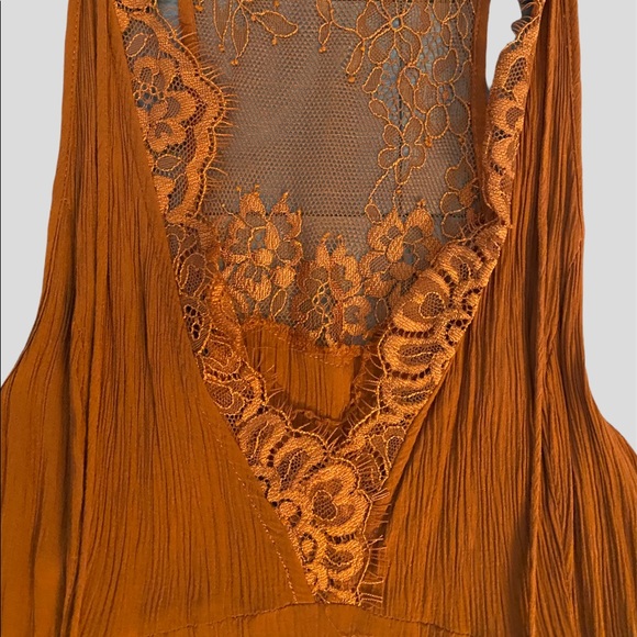 Free People Intimately Rust Boho Flowy Racerback Tunic/ Dress Size S - Picture 3 of 7